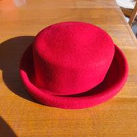 Cappello rosso vintage da donna a cilindro in lana