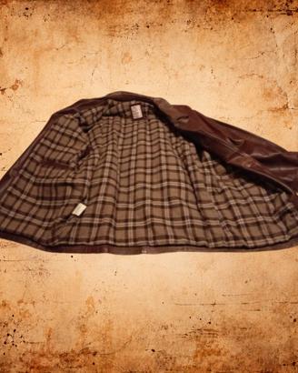 Giacca Uomo Stefanel Vintage Vera Pelle Marrone XL