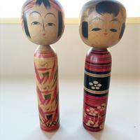 Coppia bambole in legno giapponesi - Kokeshi doll