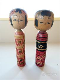 Coppia bambole in legno giapponesi - Kokeshi doll