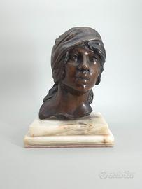 Scultura Busto Donna in Bronzo Gesualdo Gatti XIX