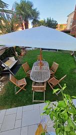 tavolo giardino completo di sedie ombrellone