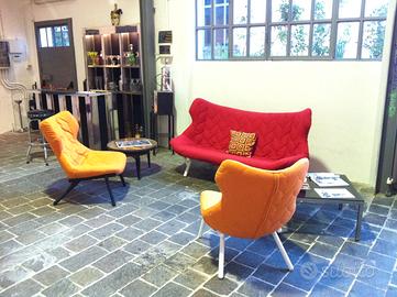 Divano Kartell Foliage rosso+due poltrone arancio