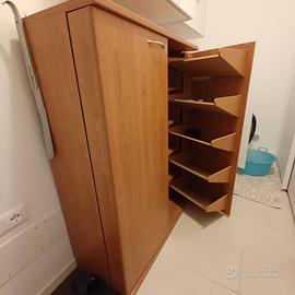 scarpiera in legno noce cm 133x100x50
