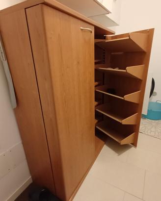 scarpiera in legno noce cm 133x100x50