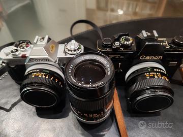 Canon FTb e AV-1 analogiche + 3 obiettivi Canon FD