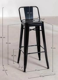 Sgabelli alti da bar in metallo modello Tolix