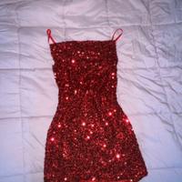 vestito brillantinato rosso