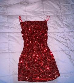 vestito brillantinato rosso