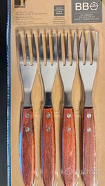Set Bergner 4 forchette acciaio inox per barbecue