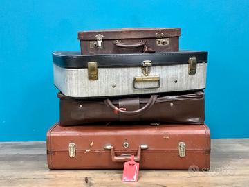 LOTTO MISTO VALIGE ANTICHE CARTONE PELLE VIAGGI