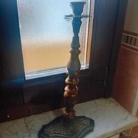 lume porta candela abmntico in bronzo e legno