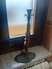 lume porta candela abmntico in bronzo e legno