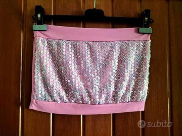 TOP DOPPIATO CON RETINA DI PAILLETTES **NUOVO**