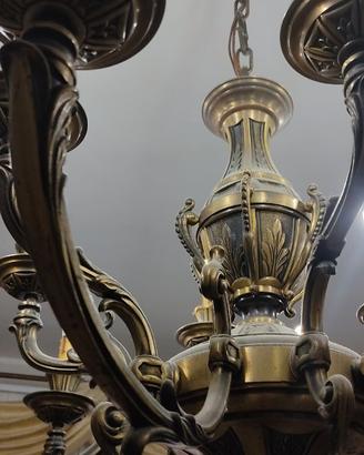 Lampadario in bronzo vintage