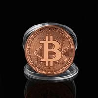 MONETA IN ACCIAIO BITCOIN COLORE RAME