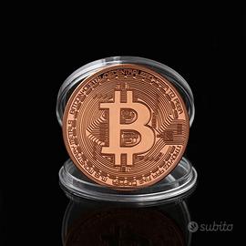 MONETA IN ACCIAIO BITCOIN COLORE RAME