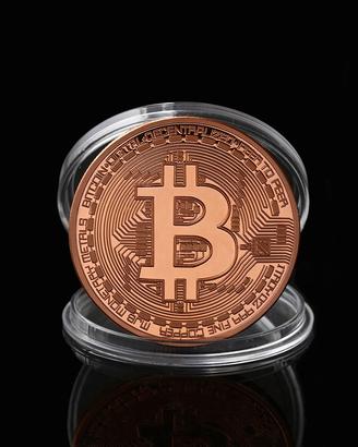 MONETA IN ACCIAIO BITCOIN COLORE RAME