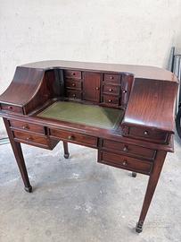 Scrittoio a serrandina in legno piano in pelle