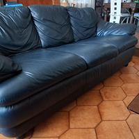 Divano 3 posti in pelle blu 