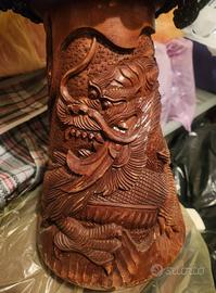 Tamburo Djembe Etnico in Legno Intagliato a Mano