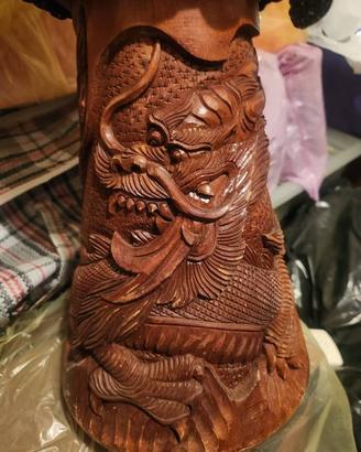 Tamburo Djembe Etnico in Legno Intagliato a Mano