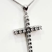 Collana con pendente Croce Oro e Diamanti 18kt-750