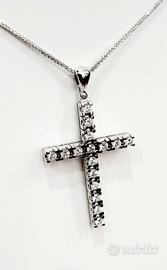 Collana con pendente Croce Oro e Diamanti 18kt-750