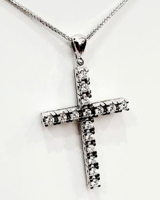 Collana con pendente Croce Oro e Diamanti 18kt-750