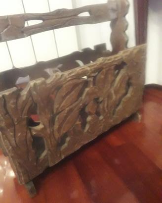 portariviste giapponese legno intagliato 