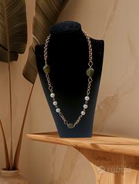 Collana artigianale con perle naturali e agata 