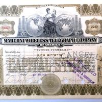Certificato MARCONI WIRELESS TELEGRAPH COMPANY
