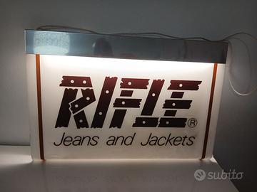 Insegna Luminosa RIFLE Jeans Vintage Anni 80 Bifac