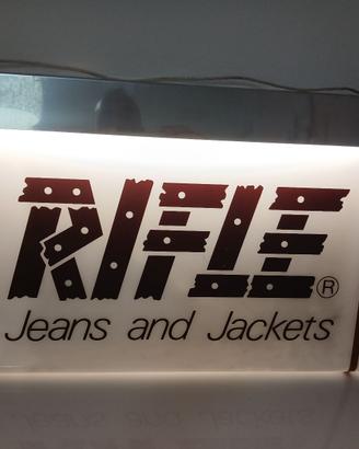 Insegna Luminosa RIFLE Jeans Vintage Anni 80 Bifac