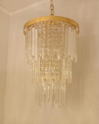 Lampadario in cristallo con losanghe