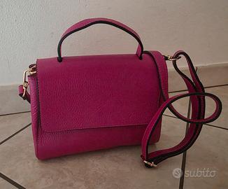 Borsa Pelle Mano Tracolla Fucsia