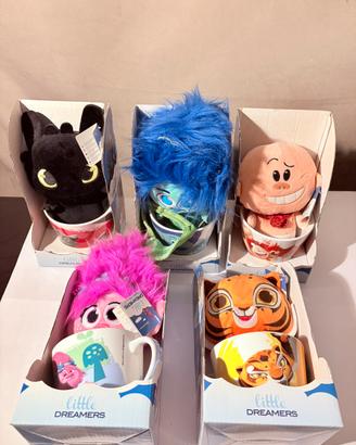 5 tazze con peluche Little Dreamers DreamWorks