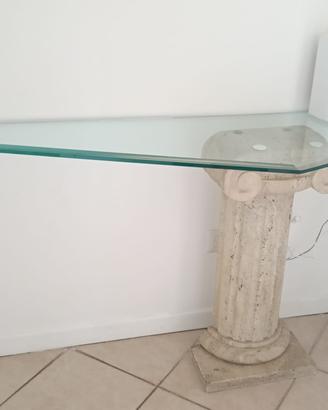 Tavolo base vetro colonna romana