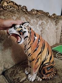 statua tigre ceramica e porcellana dipinta mano
