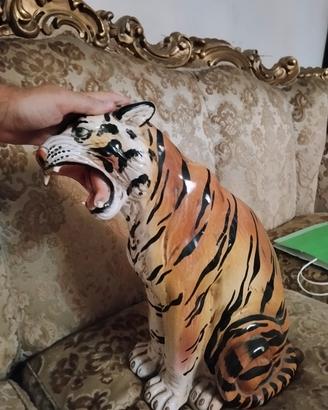 statua tigre ceramica e porcellana dipinta mano