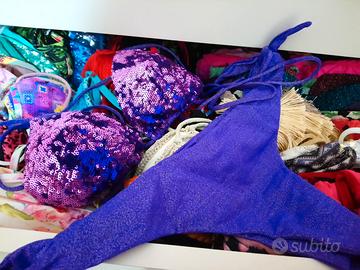 Bikini donna tezuk viola lurex tg s nuovo