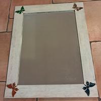 specchio in legno di castagno colore bianco