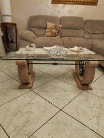 tavolino vero marmo e ferro battuto 