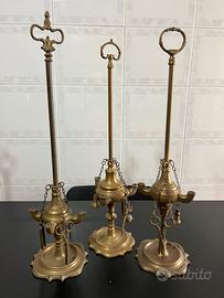 Tre lucerne / lampade ottone fiorentine