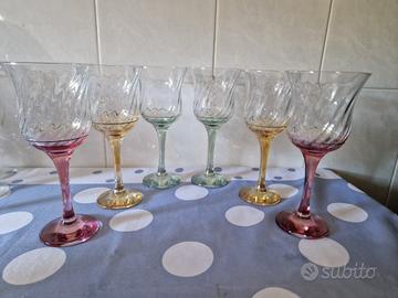 6 bicchieri da acqua in vetro colorato 