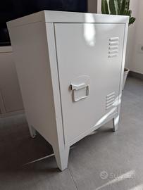 comodino bianco in metallo