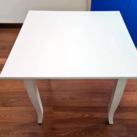 Tavolo in legno bianco quadrato 90x90cm e 4 sedie