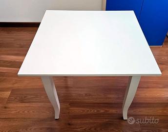 Tavolo in legno bianco quadrato 90x90cm e 4 sedie