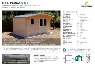 Casetta in legno 4x3 spessore 28mm blockhouse