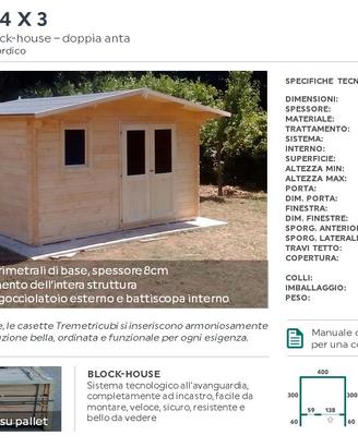 Casetta in legno 4x3 spessore 28mm blockhouse